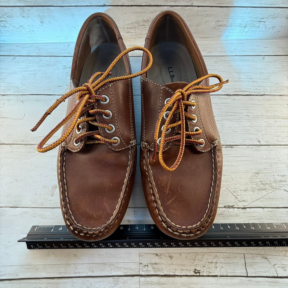 LL Bean Allagash Bison Handsewn Oxford Shoes Mens 10 D Brown Leather 137102